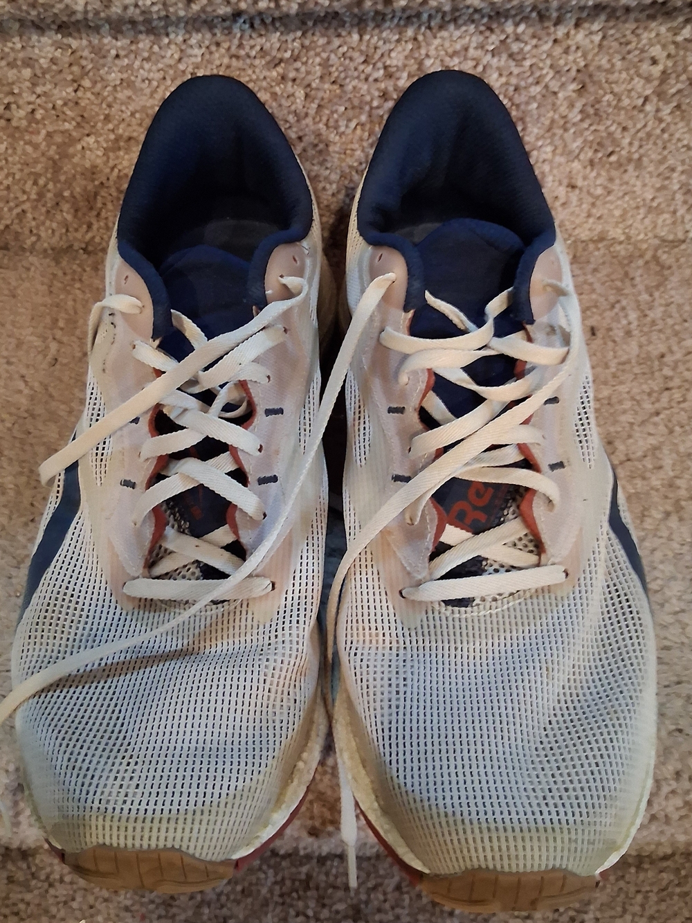 Reebok White Navy Athletic Mesh Trainers